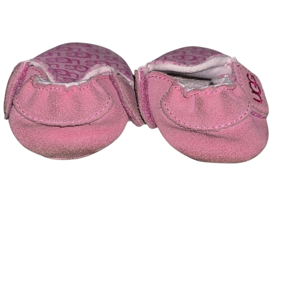 UGG Baby Roos Fusha Pink Suede Moccasin Shoes 04/05 18-24 Months - Picture 3 of 6